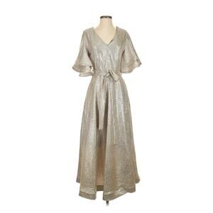 Beulah Style Gold Metallic Angel Wrap Dress Small